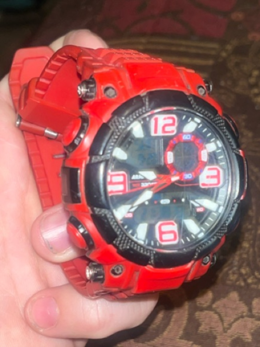 Armitron Pro Sport 20/5270RED Analog-Digital Chronograph Red Resin Strap Watch
